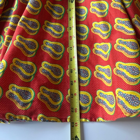 Vacation Party Tropical Papaya Print Sleeveless A-Line Swing Dress W/ Belt - Picture 10 of 11